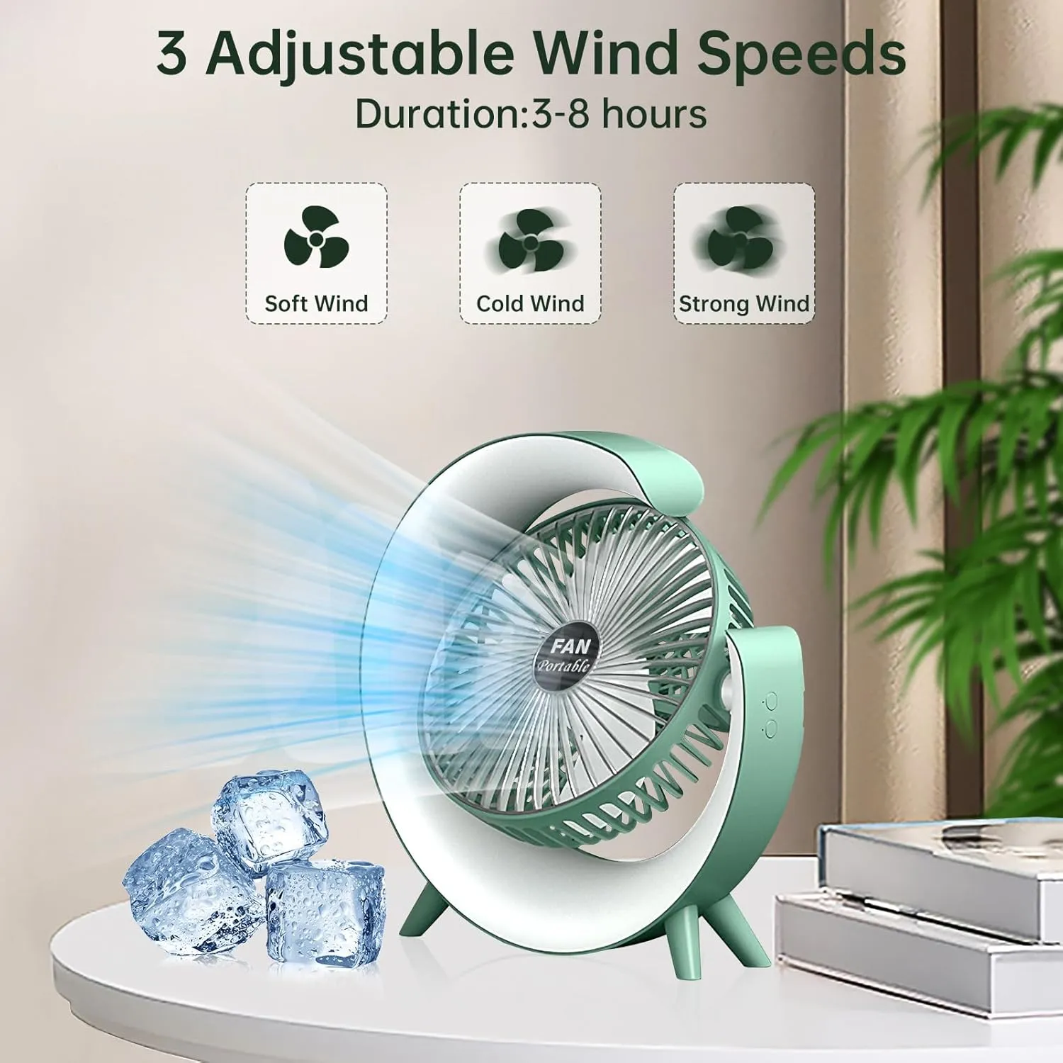 Colorful USB Rechargeable Desktop Fan | Silent Cooling, LED