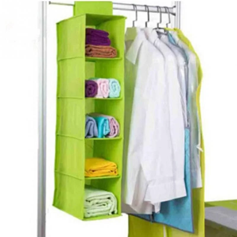 5 Shelf Clothes Hanging Organizer | Foldable Wardrobe Sectio