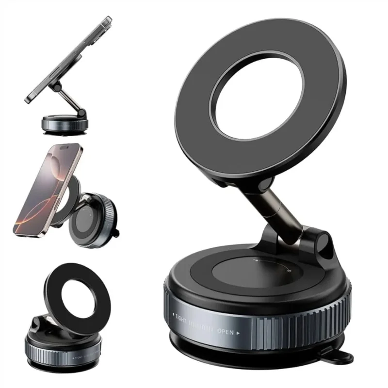 Foldable Magnetic Car Phone Holder | 360° Rotating Suction M