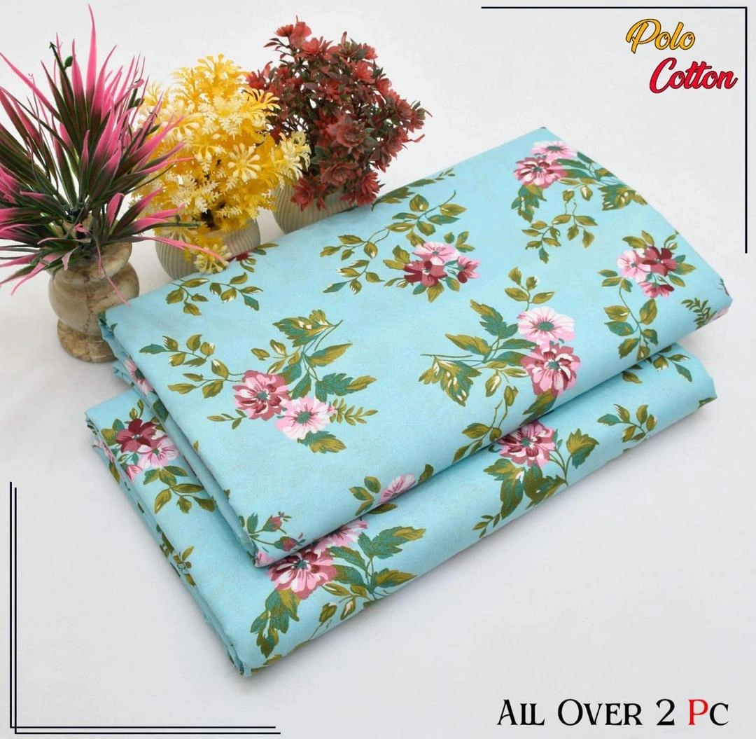 2 pcs Woman Unstitched suit  printed
