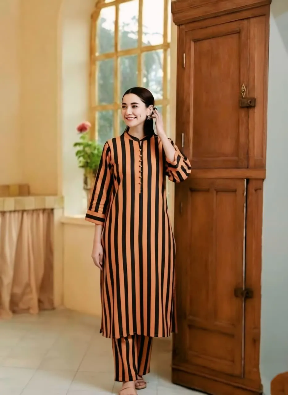 LONG LENGHT Stone Linen Stitched 2 Piece