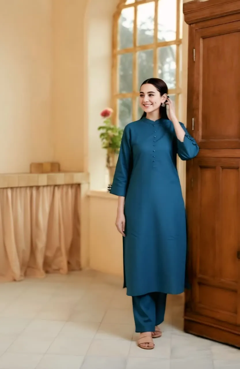 LONG LENGHT Stone Linen Stitched 2 Piece
