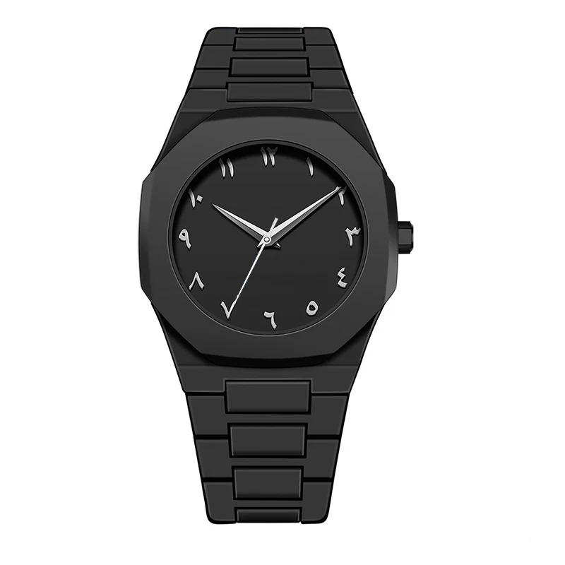 Black Arabic Numeral Watch White letters