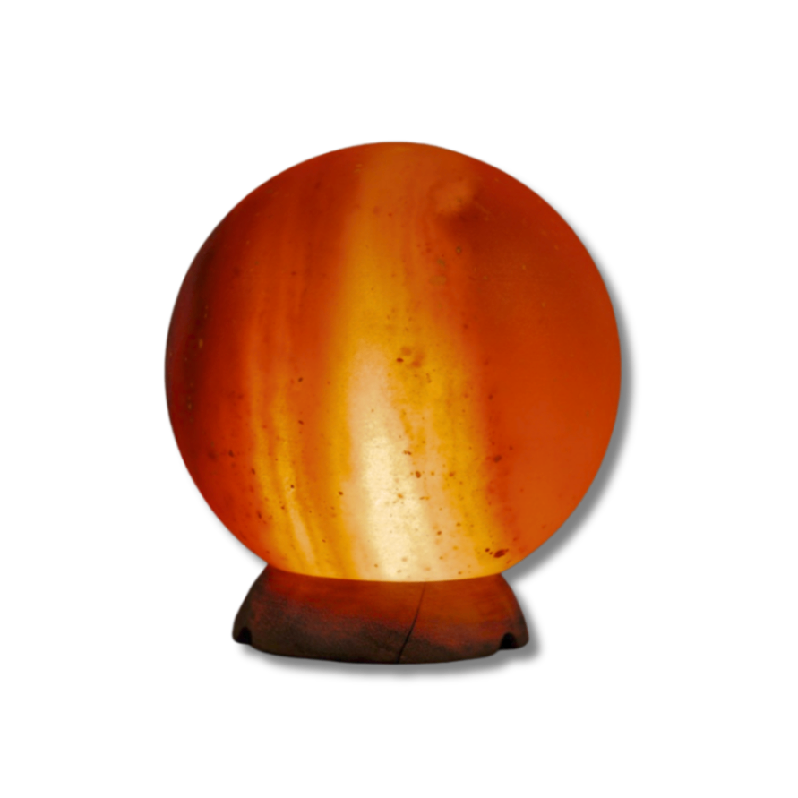 Natural Himalayan Salt Lamp – Ball Shape with Wooden Base