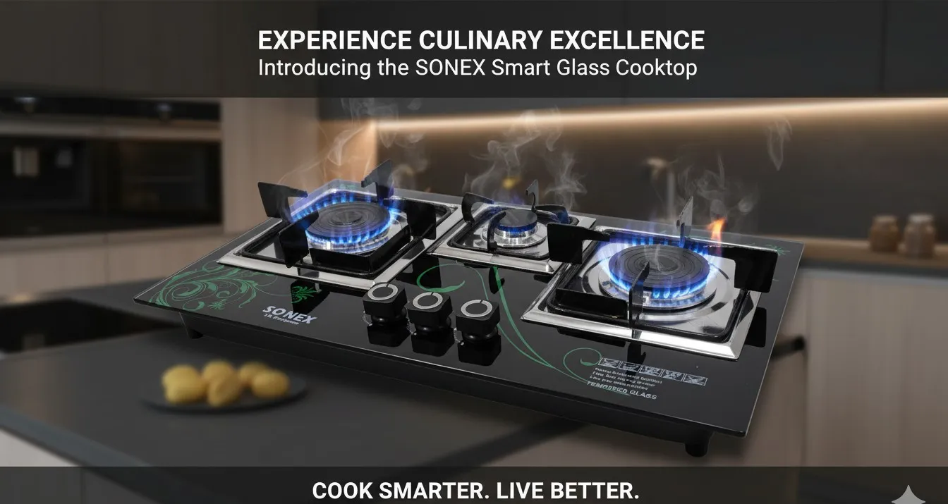 Kitchen Gas Stove Hob |3 Burner LPG + NG Built-in Glass Top