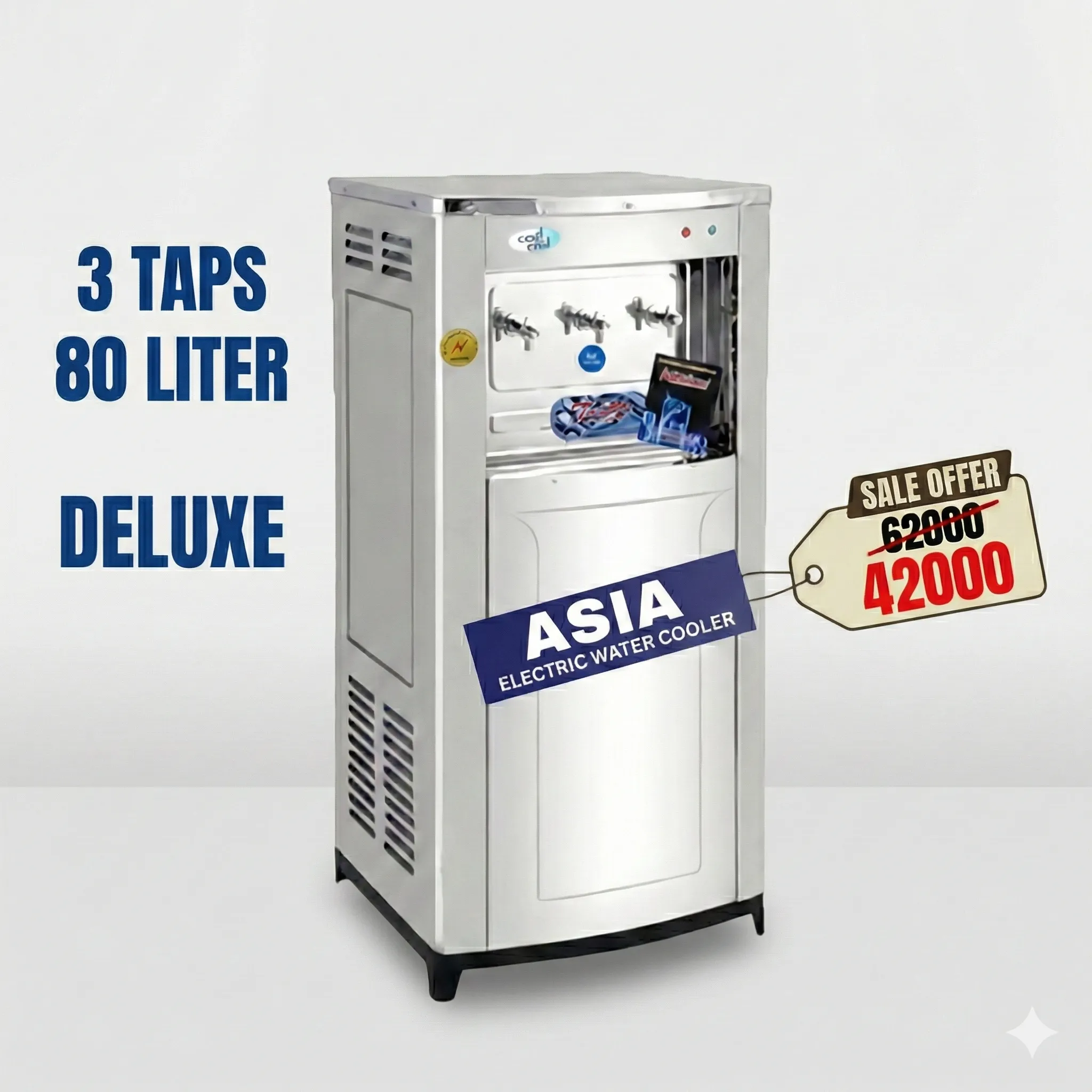 Asia 80L High-Efficiency Electric Water Cooler(With 3 Taps)