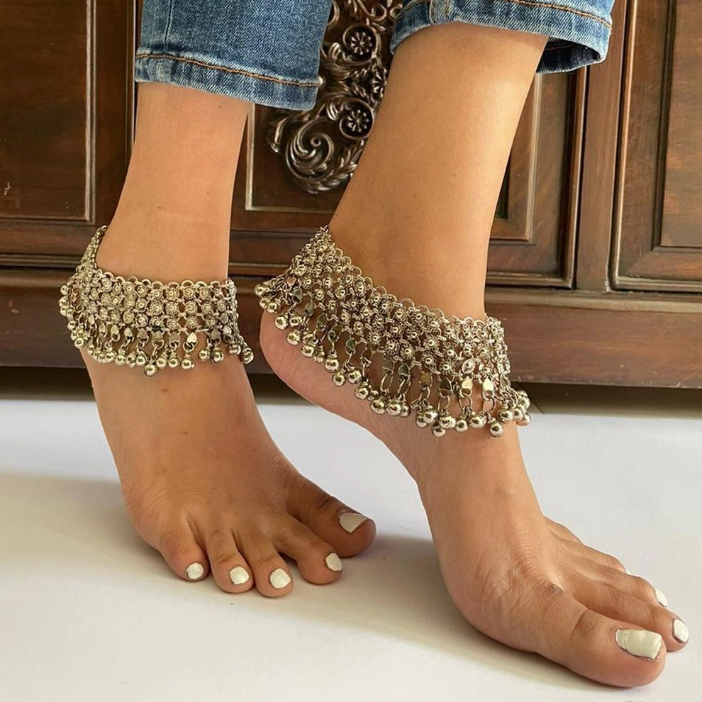Vintage Afghan Silver Anklets (PAIR)