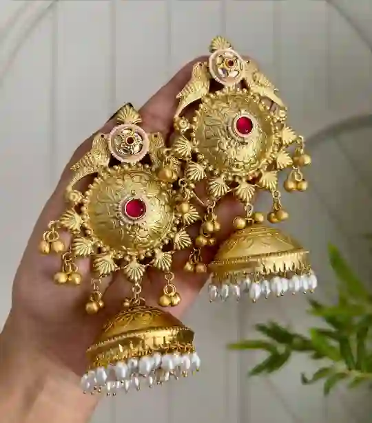 High Quality Designer Oversized Brass Jhumkas