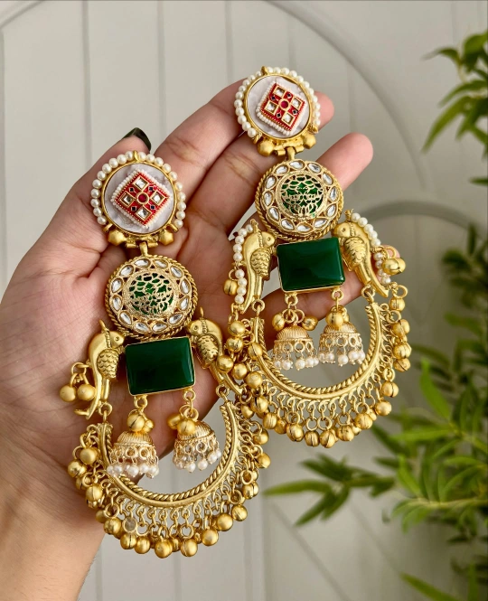 High Quality Designer Brass Long Earrings