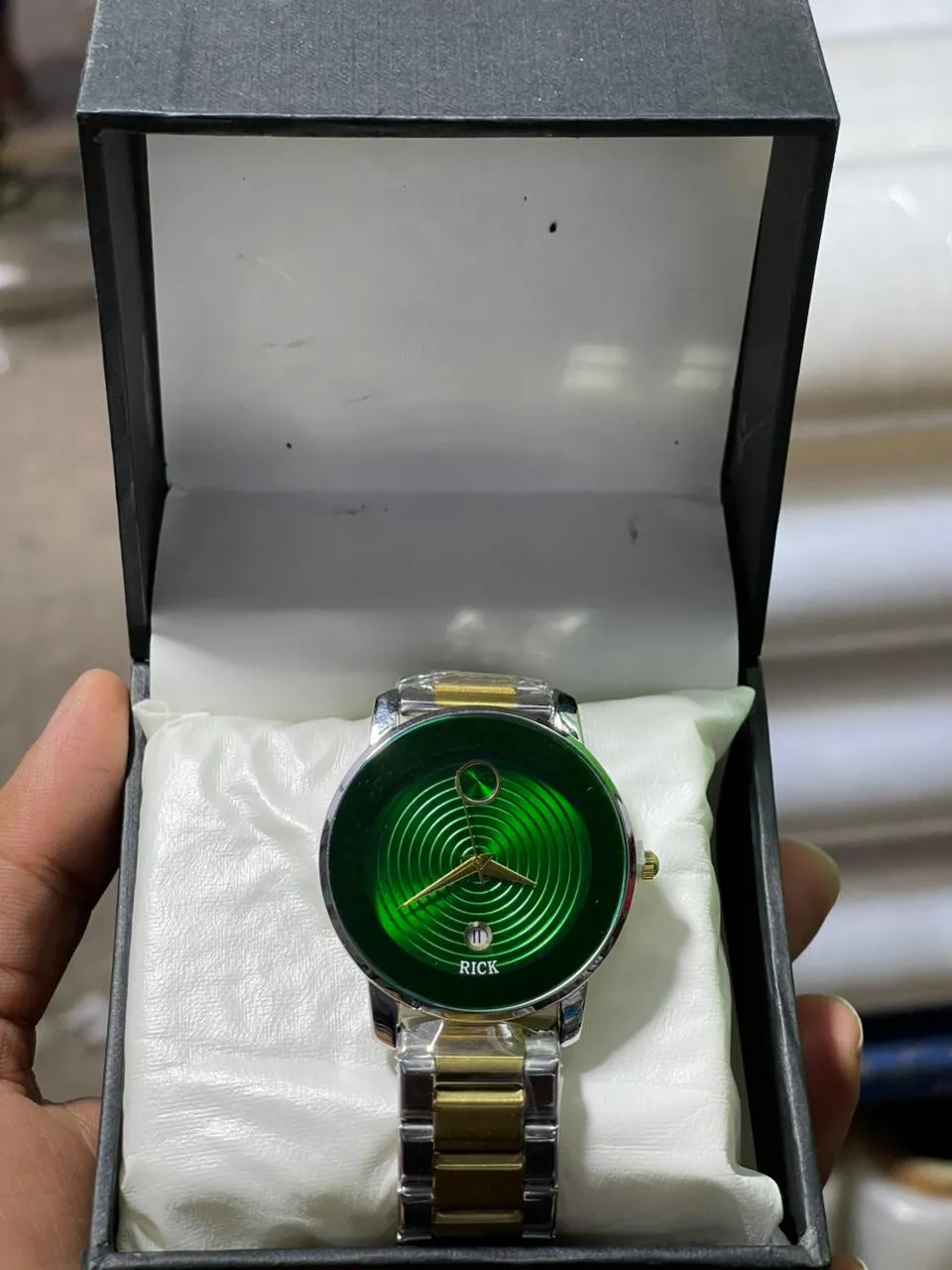 The Vortex: Rick Green Dial Two-Tone Steel Dress Watch