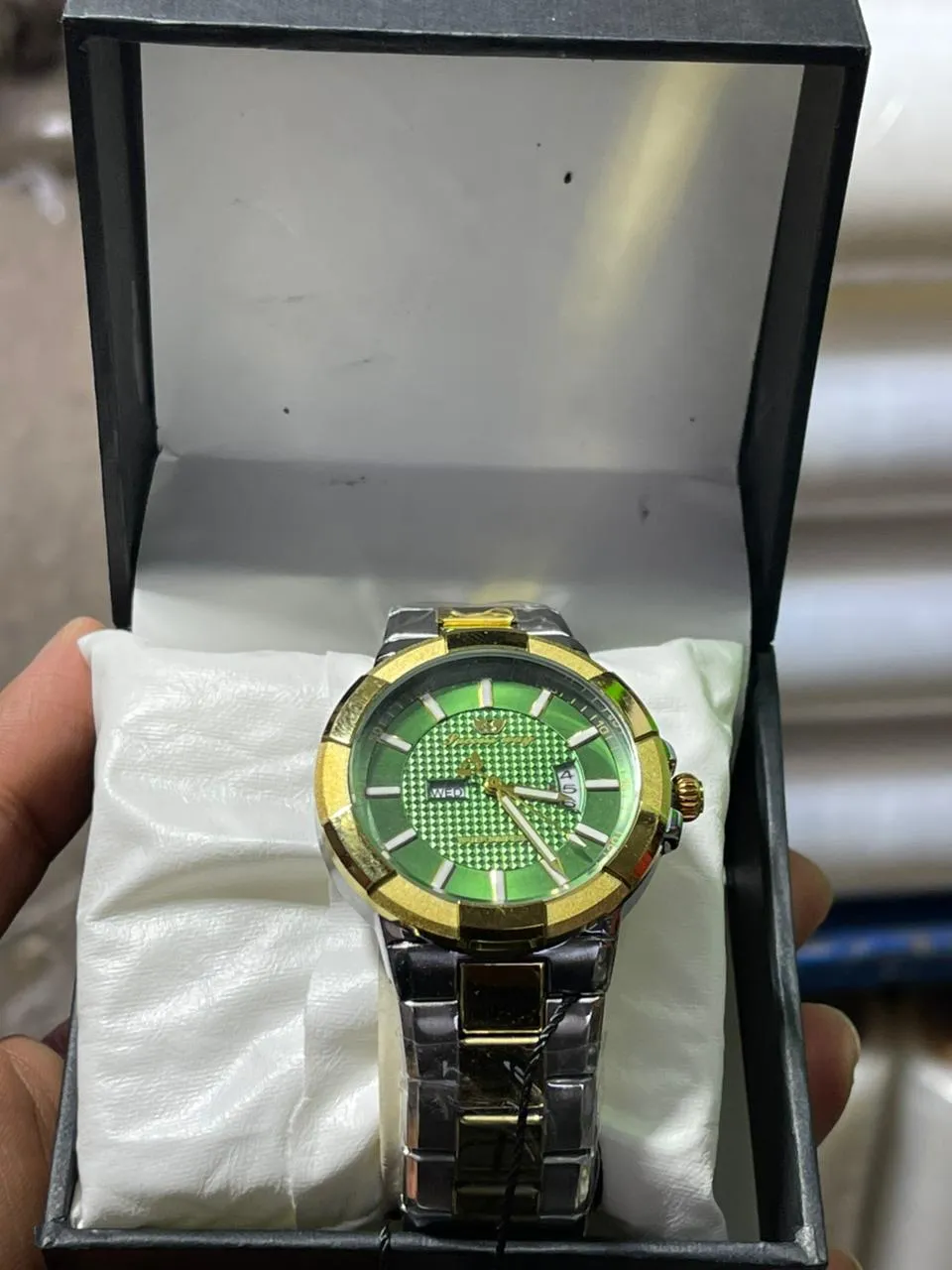 The 'Apex' Two-Tone Green Dial Dress Watch