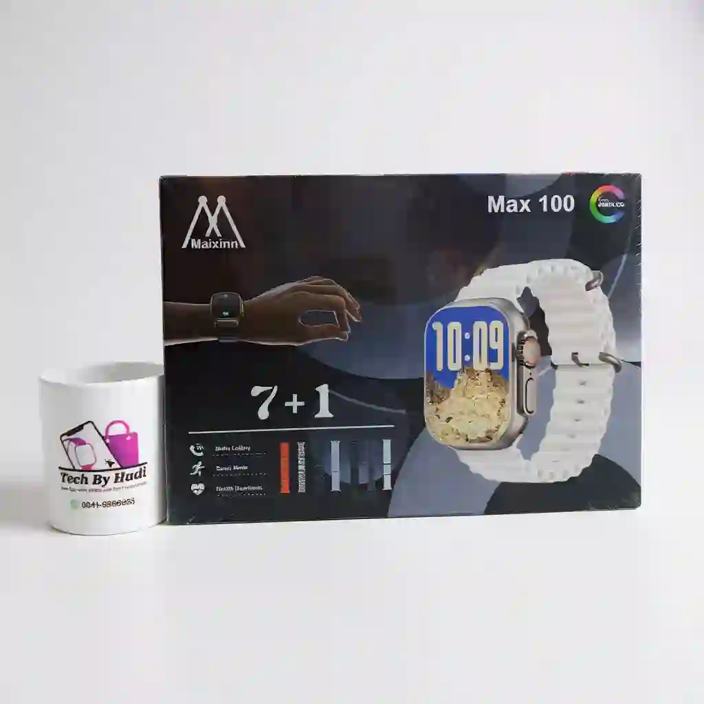 Ultra Smart Watch Max 100 | 7-Step Health Tracker | AMOLED Display | Bluetooth Calling

💰 Price: Rs. 2,500
🏪 Sold by: Tech by Hadi