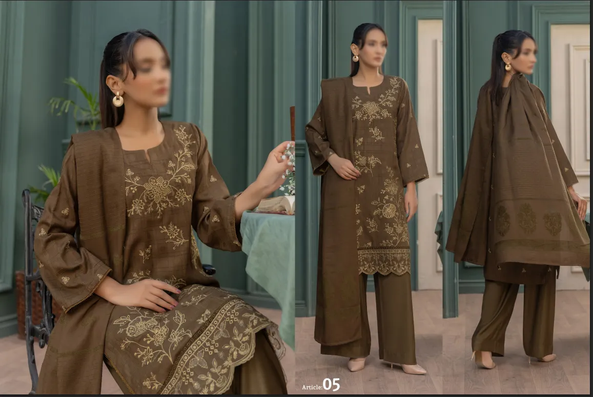LUXURY FANCY DHANAK EMBROIDED WITH VELVET JACQUARD WOOLEN