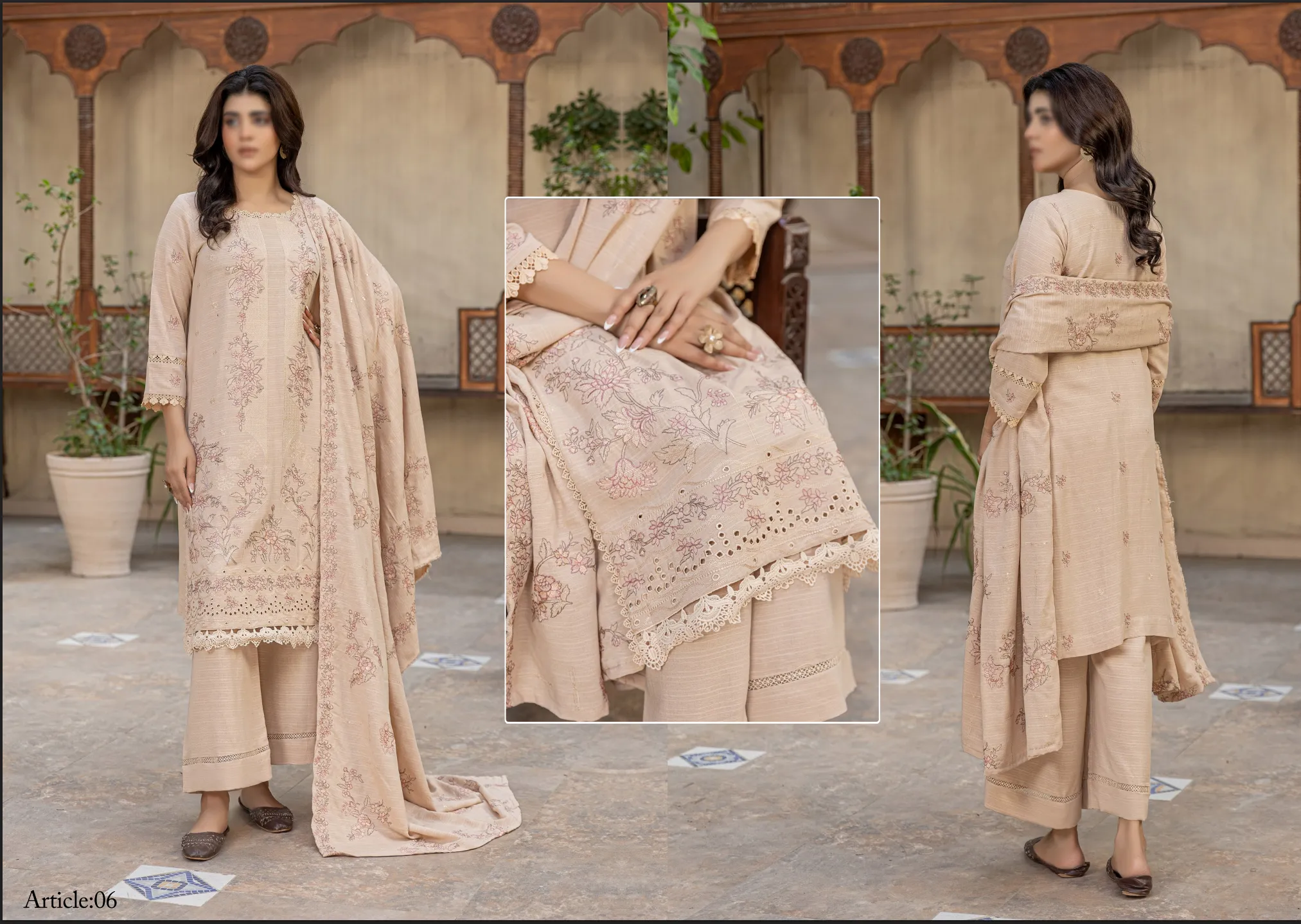 LUXURY SLUB SILK KARANDI EMBROIDED WITH SLUB SILK KARANDI EM