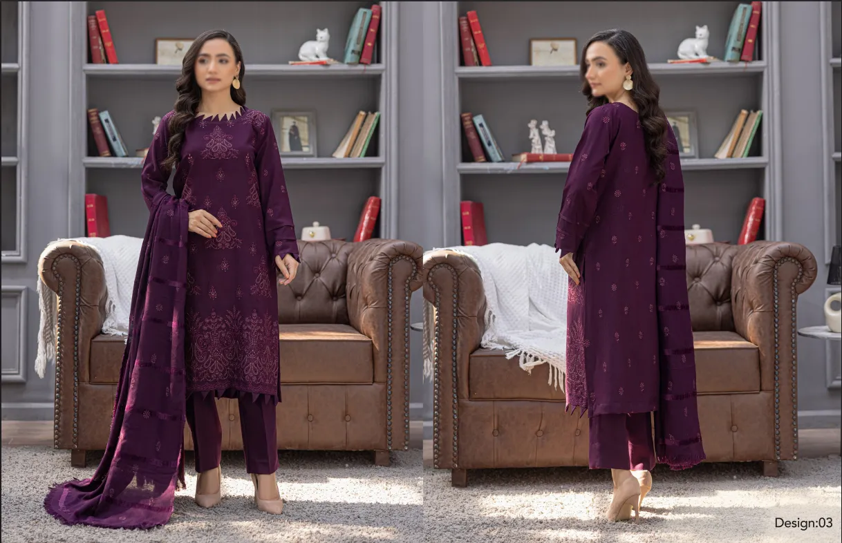 LUXURY DHANAK EMBROIDED WITH  EMBROIDED VELVET WOOLEN SHAWL