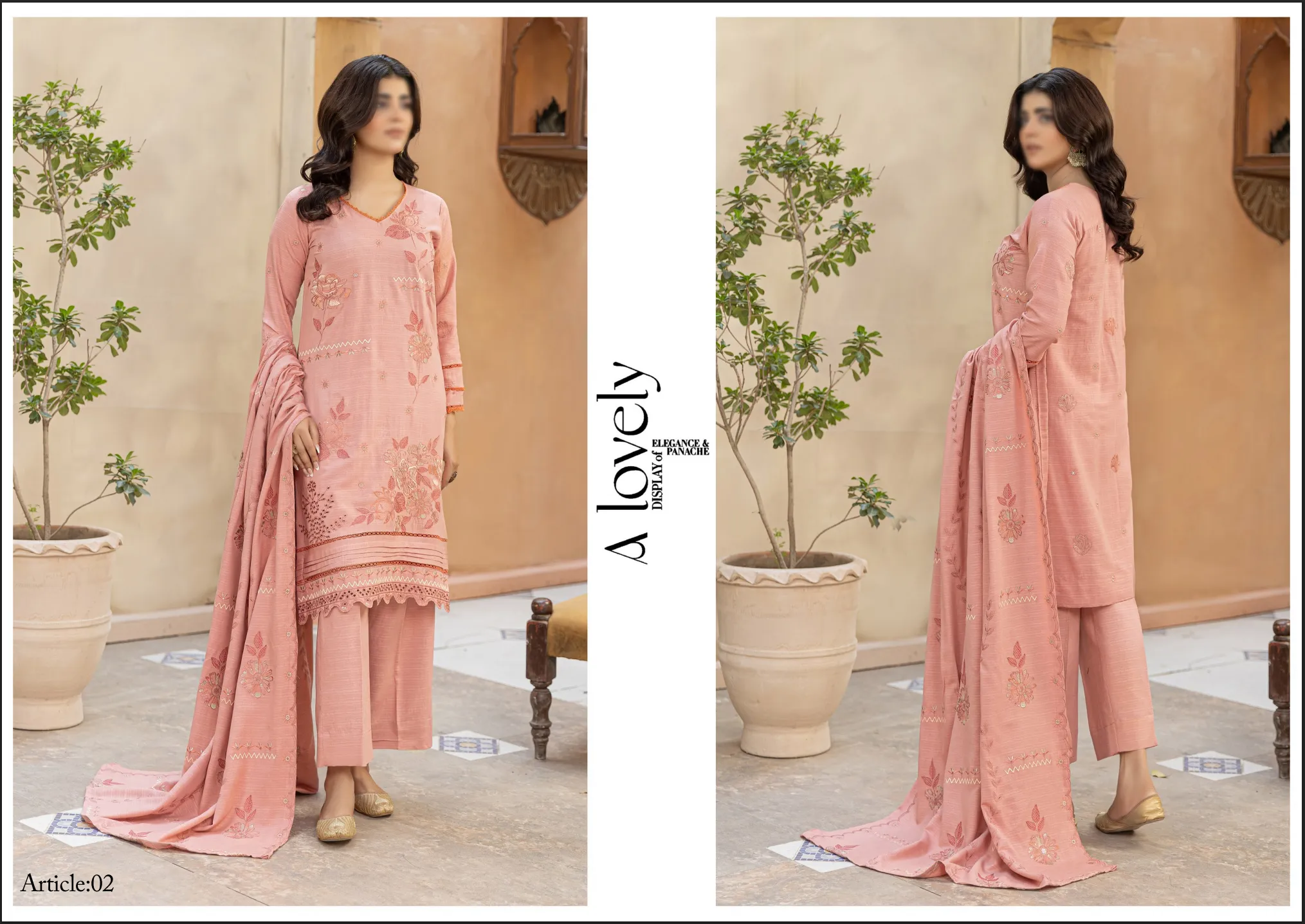 LUXURY SLUB SILK KARANDI EMBROIDED WITH SLUB SILK KARANDI EM