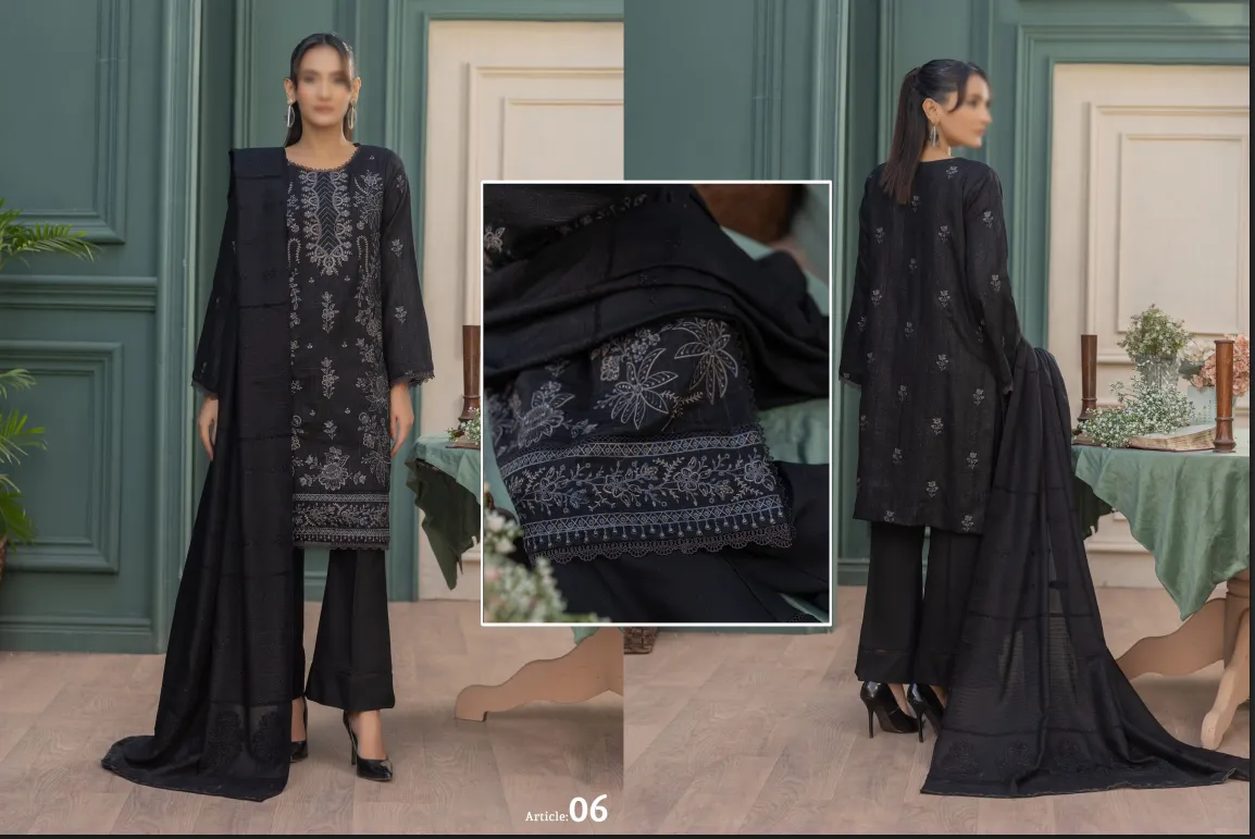 LUXURY FANCY DHANAK EMBROIDED WITH VELVET JACQUARD WOOLEN