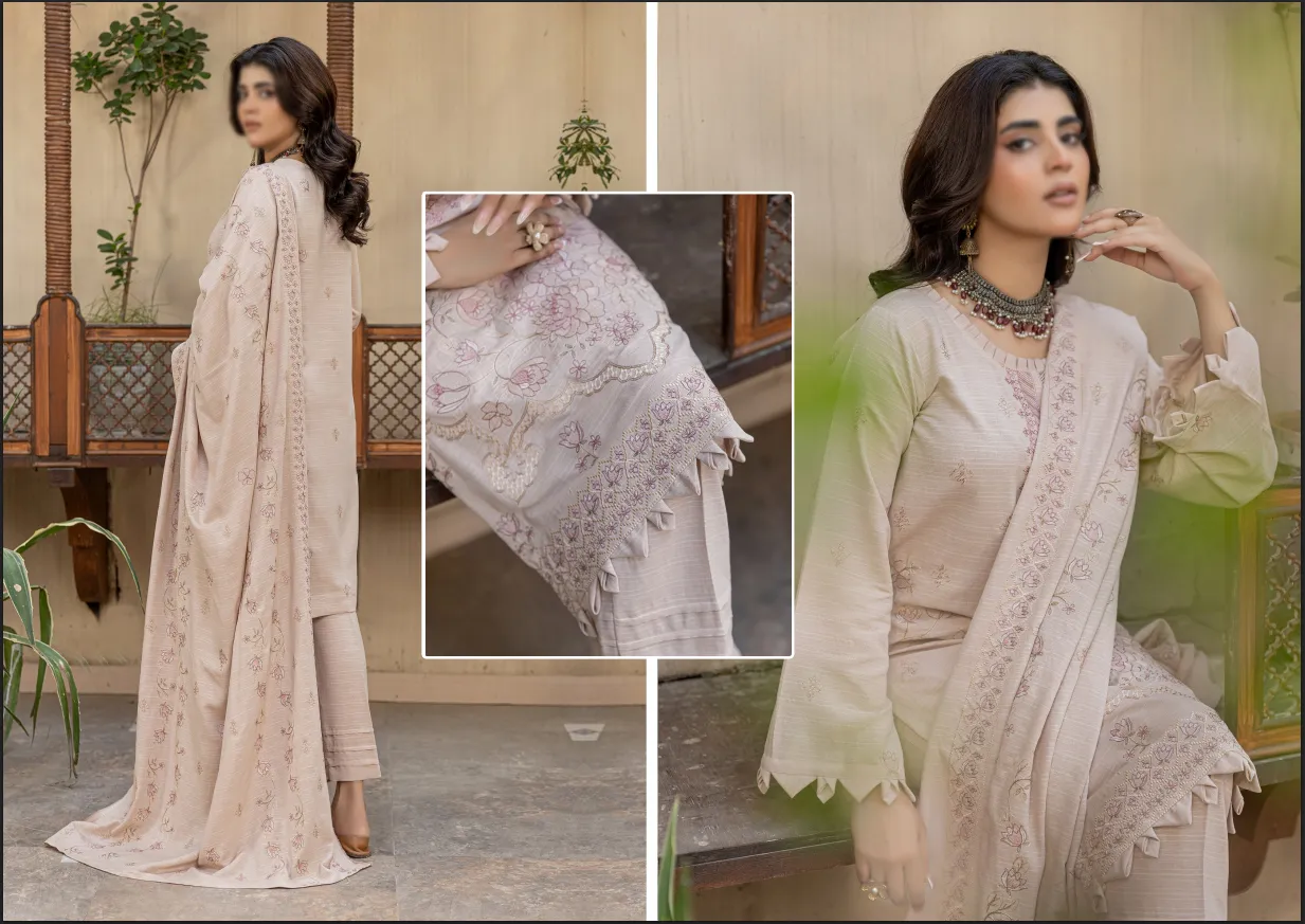 LUXURY SLUB SILK KARANDI EMBROIDED WITH SLUB SILK KARANDI EM