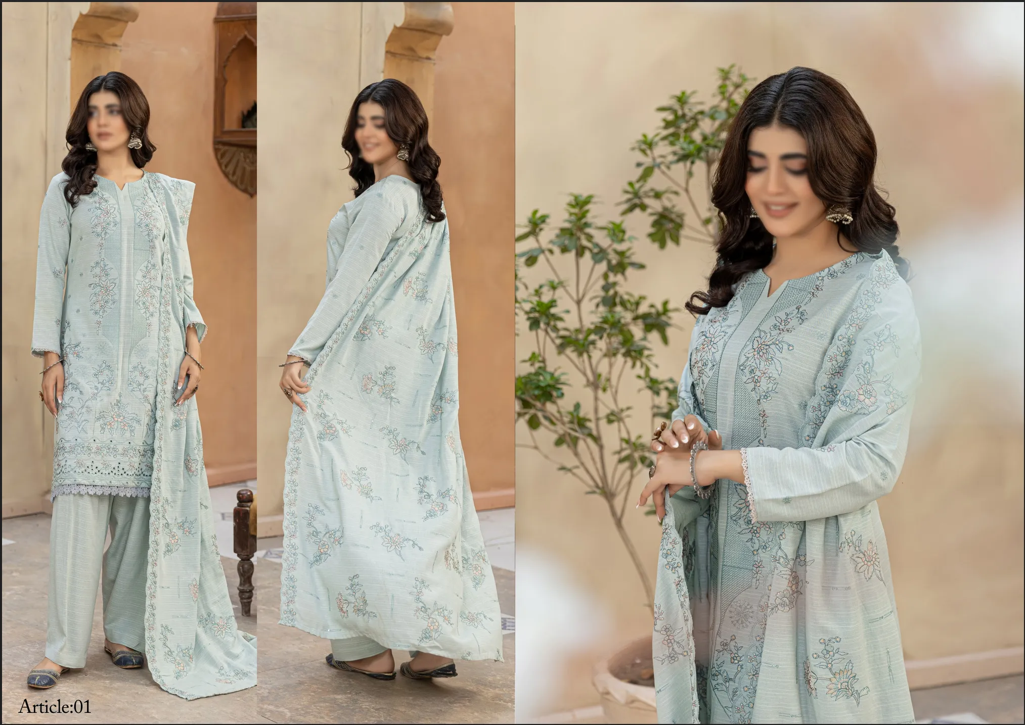 LUXURY SLUB SILK KARANDI EMBROIDED WITH SLUB SILK KARANDI EM