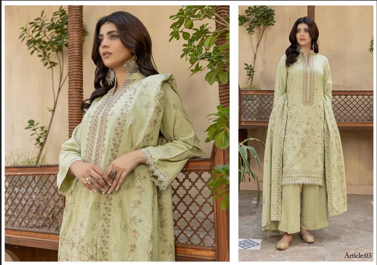 LUXURY SLUB SILK KARANDI EMBROIDED WITH SLUB SILK KARANDI EM