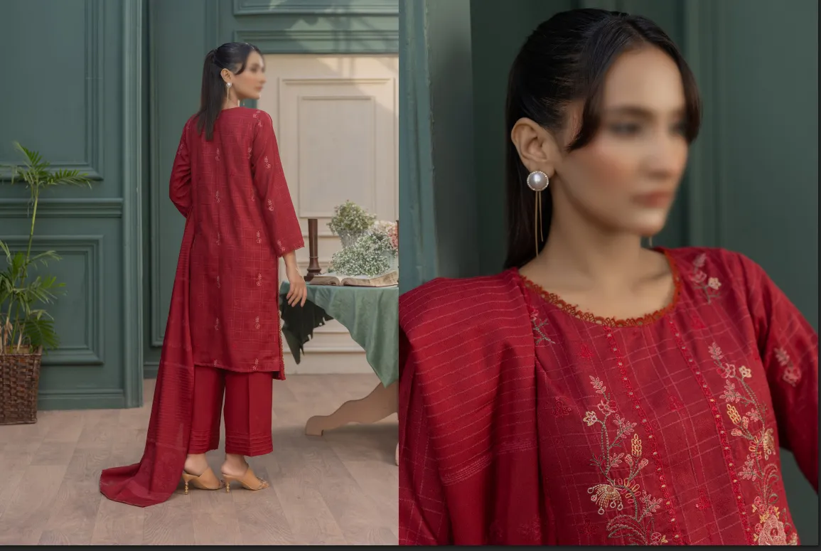 LUXURY FANCY DHANAK EMBROIDED WITH VELVET JACQUARD WOOLEN