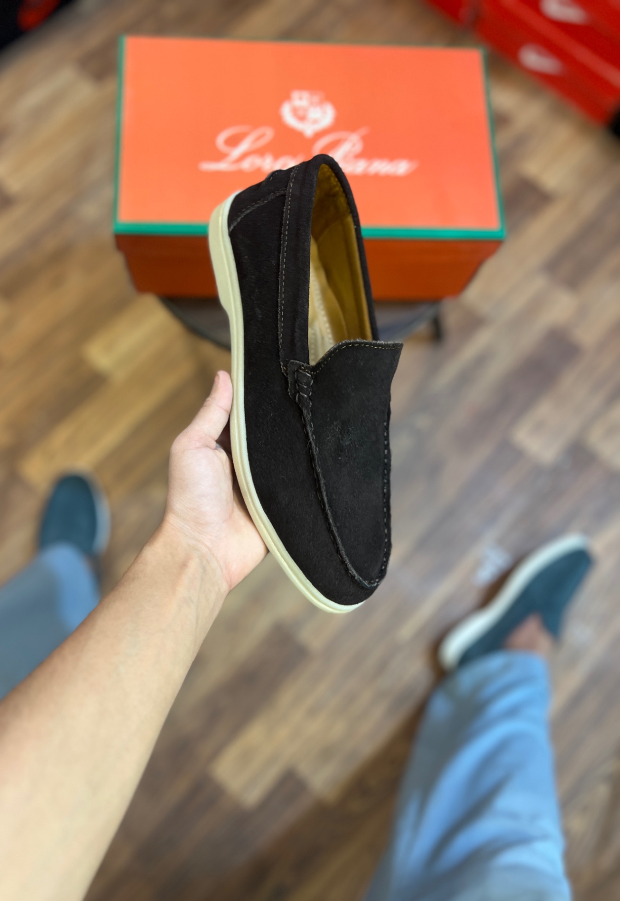 LORO PIANA Summer Walk Suede Loafers (Dark Brown)