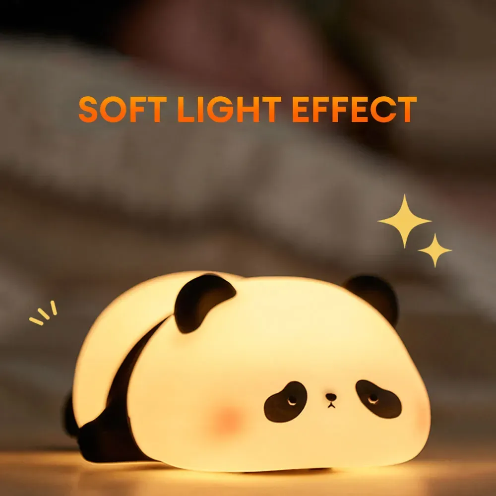 Cute Panda Night Light Silicone Soft Lamp Portable And Child