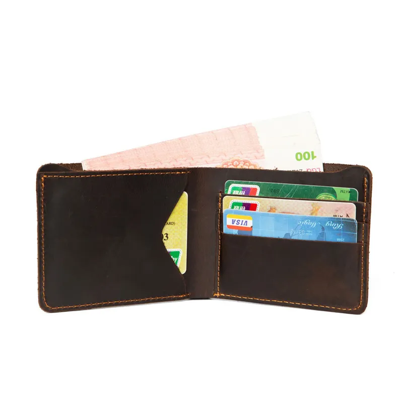 Classic Brown Bi-Fold Leather Wallet with Card Slots