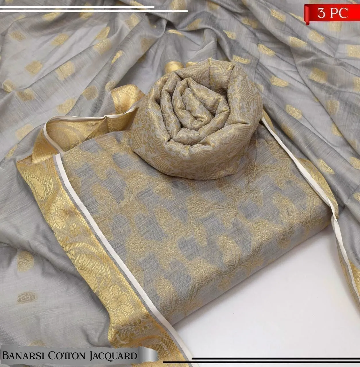 *3pc*  *Fabric* cotton  banarsi Jacquard  Shirt, Trouser,