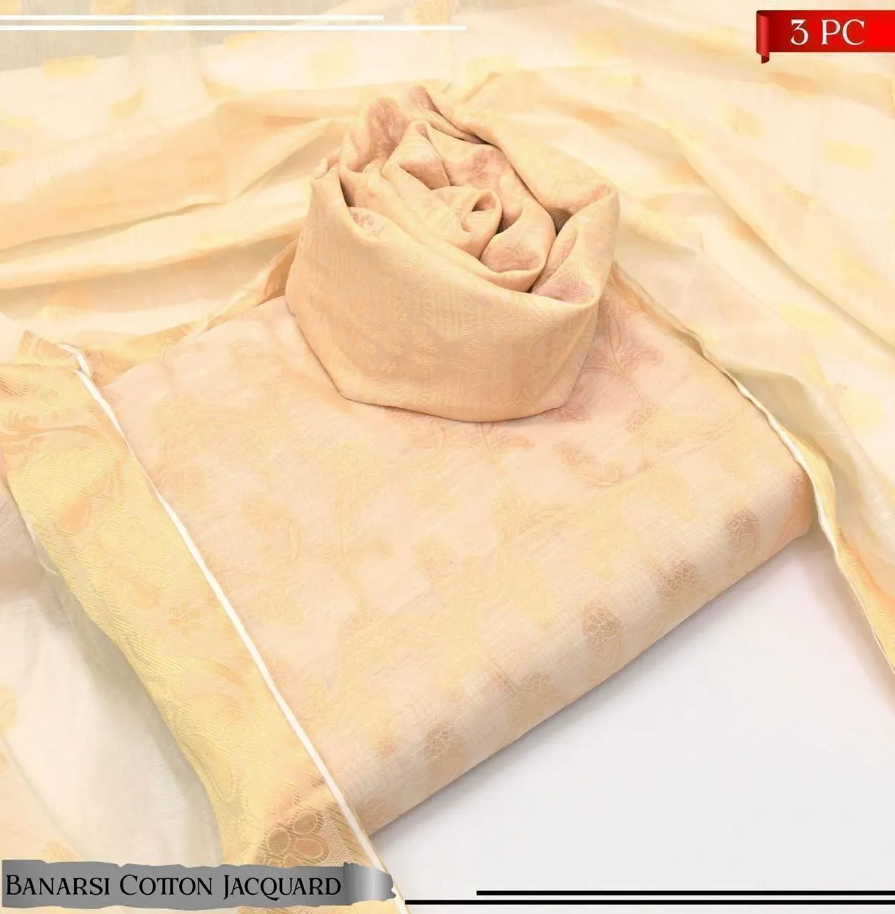 *3pc*  *Fabric* cotton  banarsi Jacquard  Shirt, Trouser,