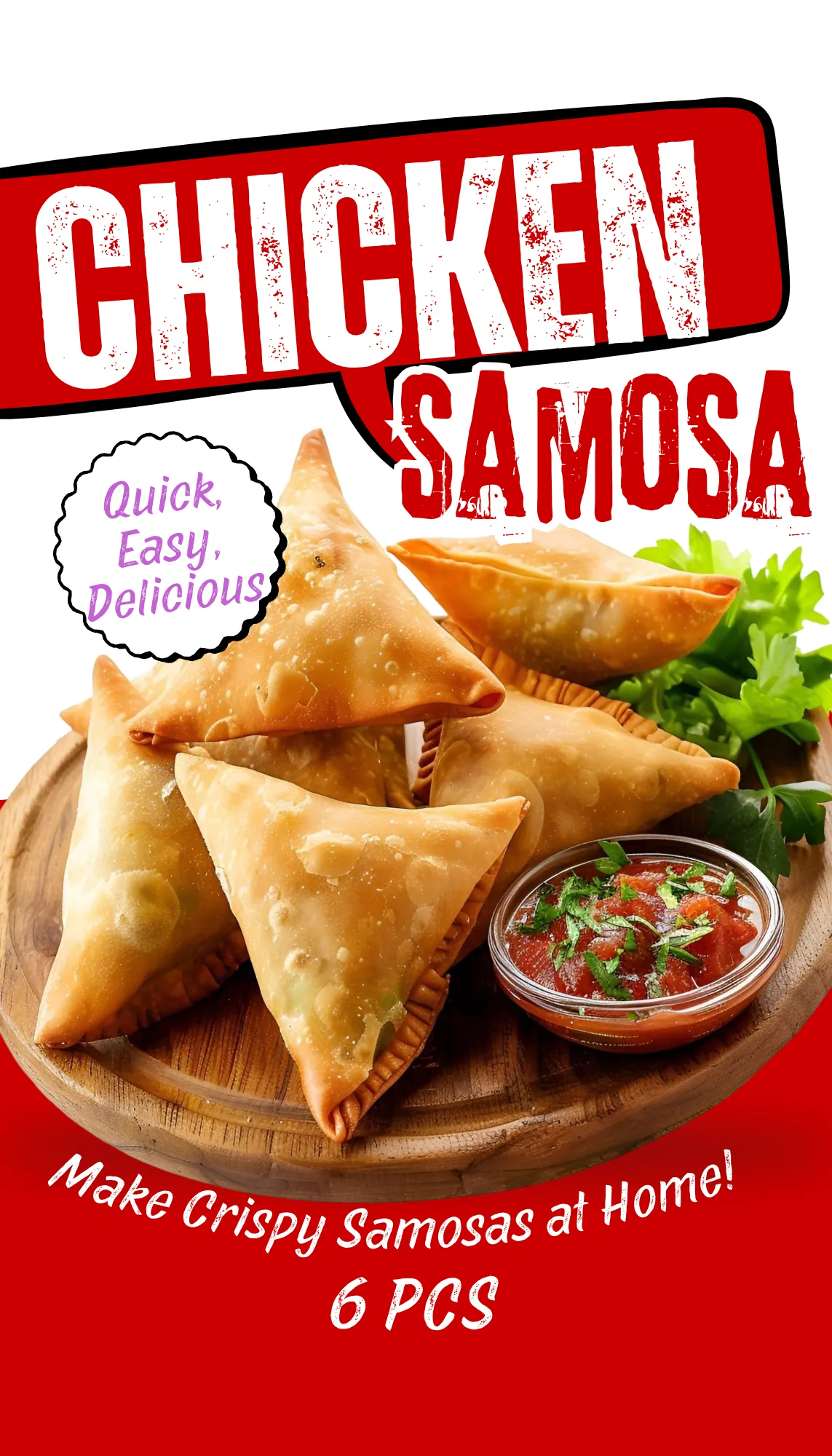 Chicken Vegetable Samosa Crispy & Delicious Frozen 6 PCS
