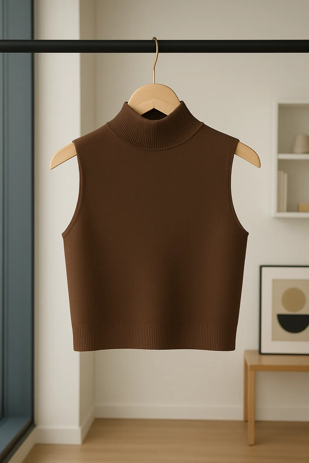 Sleeveless Turtle-neck Top