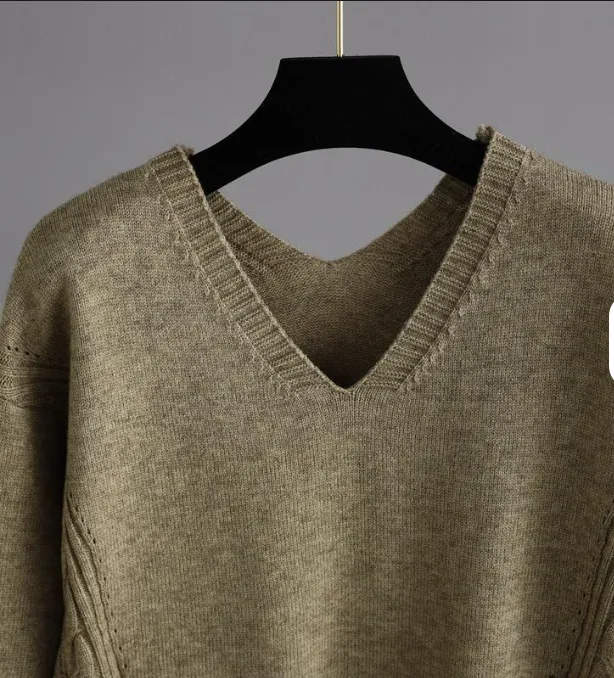 Women’s Solid Cable-Knit Sweater — V-Neck, Side-Slit Hem