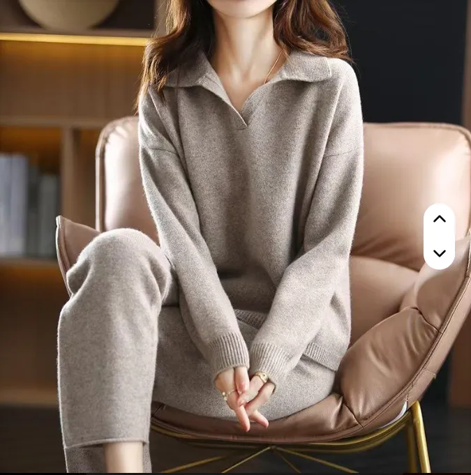 Warm Knit Sweater & High-Waist Wide-Leg Pants Set