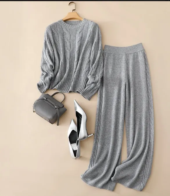 Classic Crop sweater and Wide leg pants