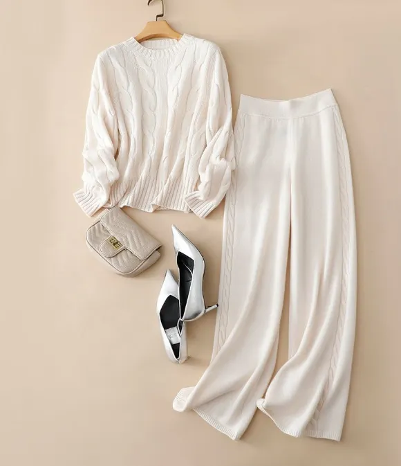 Classic Crop sweater and Wide leg pants