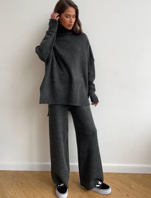 Winter Turtleneck Sweater and Wide Leg Pants