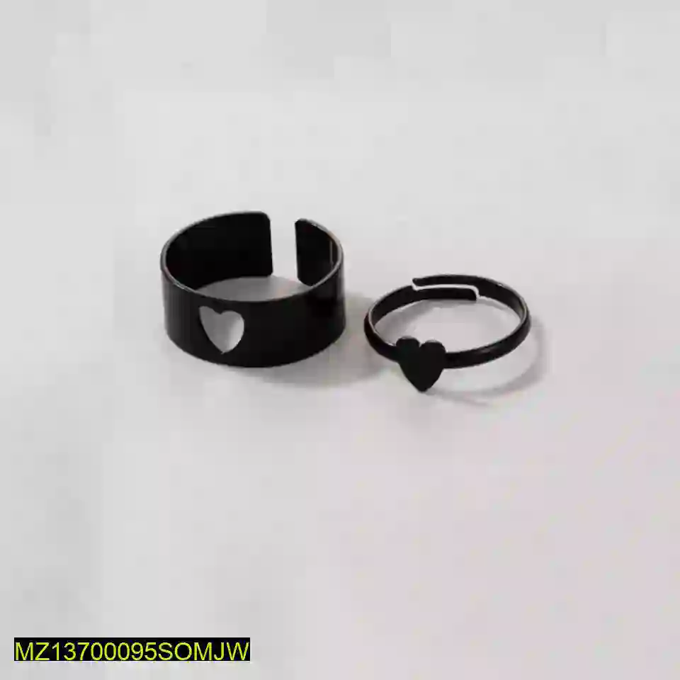 2 Pcs Trendy Couple Heart Rings