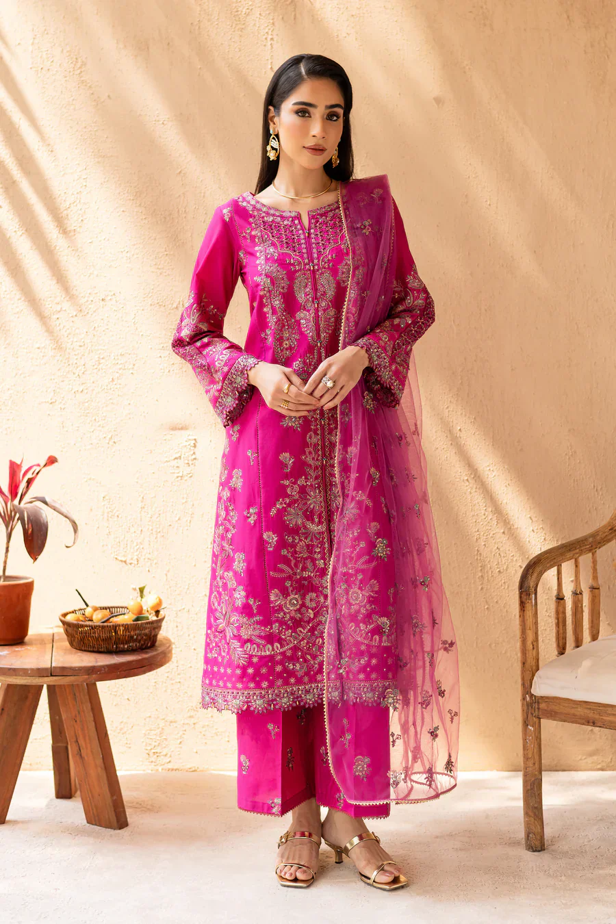 Dastak 3Pc - Embroidered Winter Cotton Dress