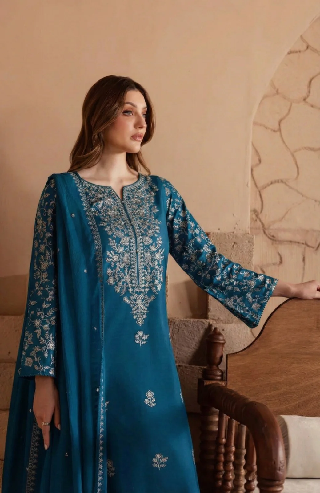 Mai tai 3Pc - Embroidered Khaddar Dress