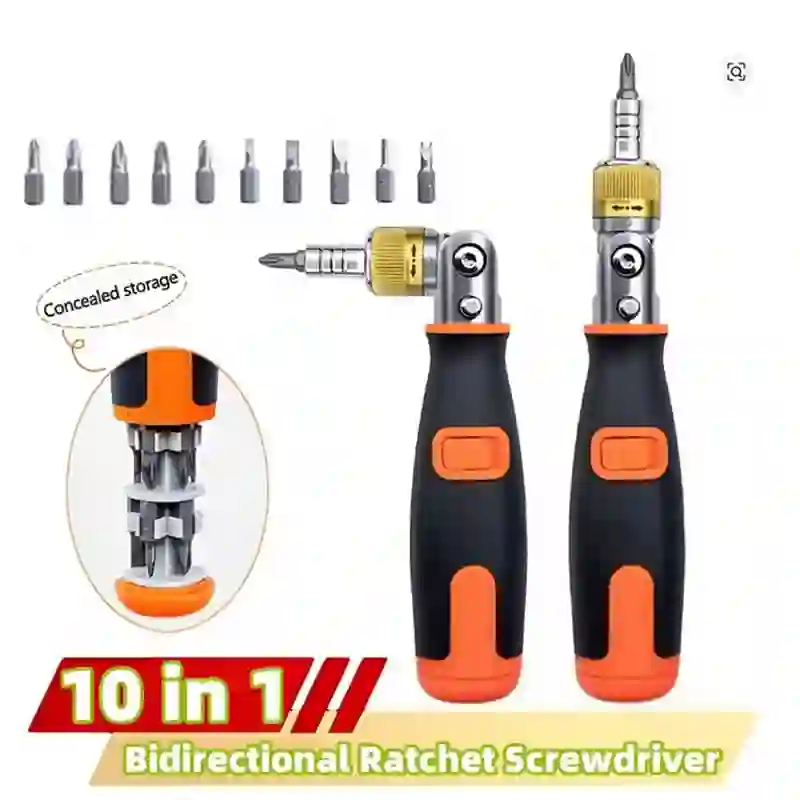 Portable Ratchet Screwdriver Hidden Screwdriver Head Multi Angle Corner Capable Multifunctional Screwdriver Set 10 in 1