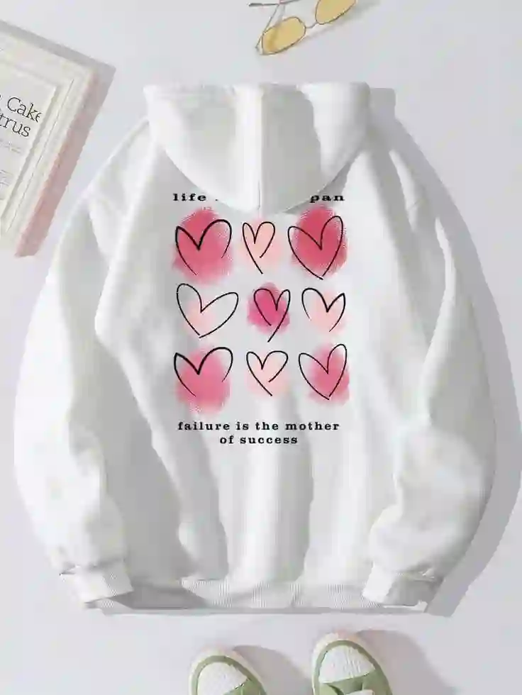 1 piece White printed hoddie