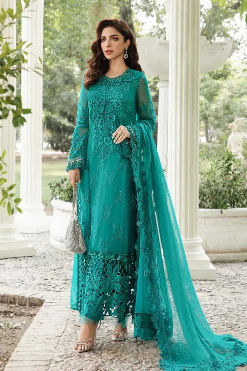 EMBROIDERED FRONT CHIFFON