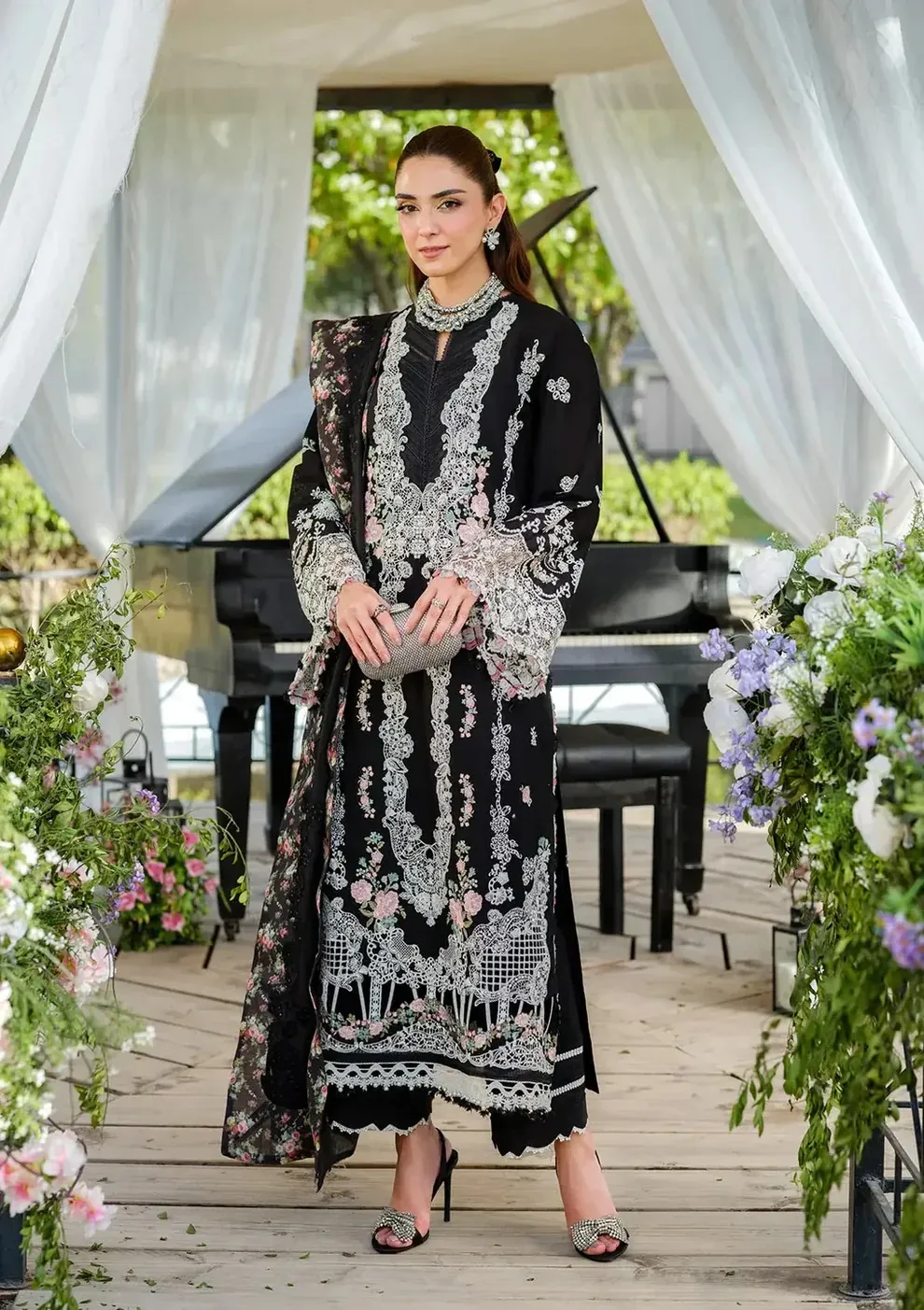 Embroidered front lawn