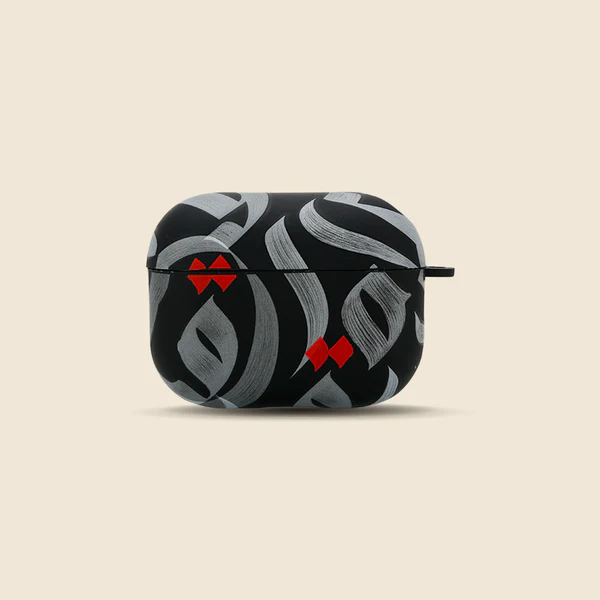 Alif Collection Calligraphy AirPods Case | Bold Black