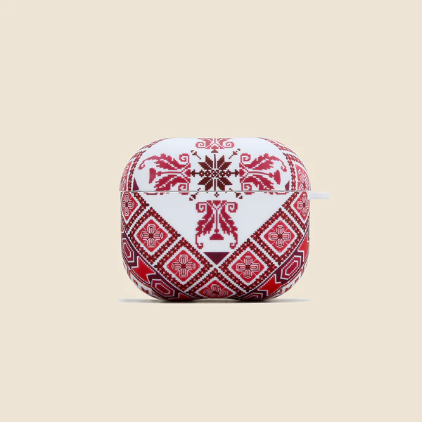 Traditional Tatreez Pattern AirPods Case | Heritage Red