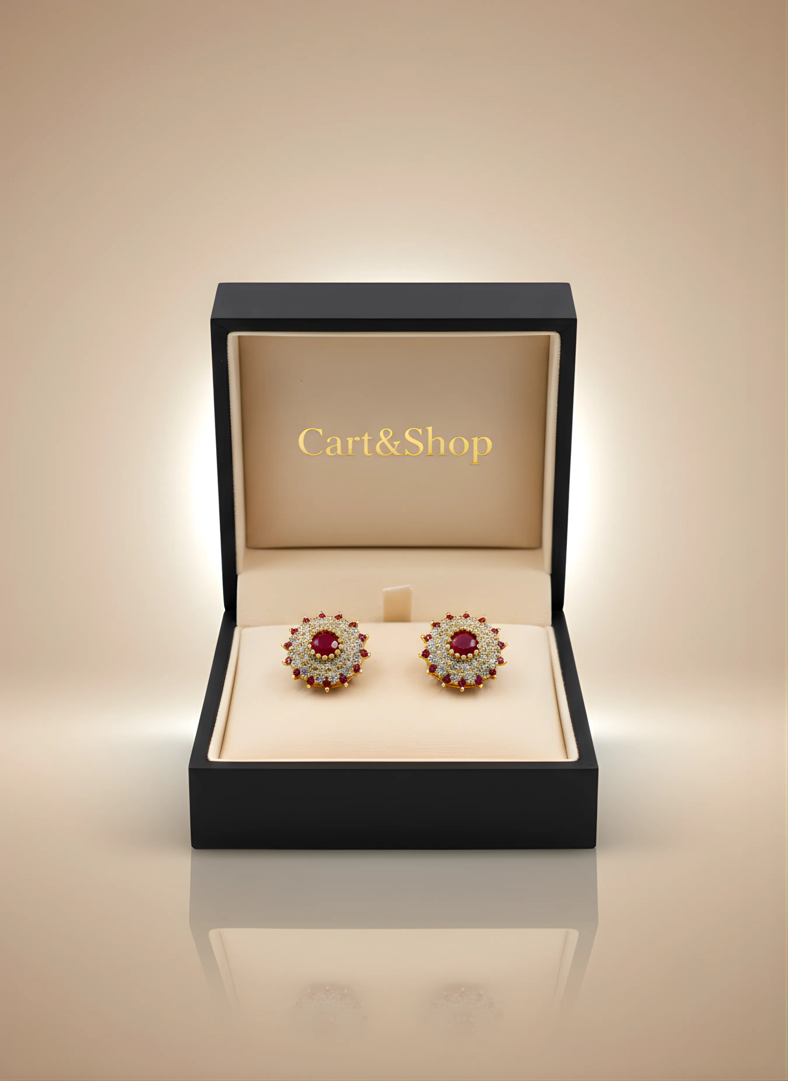 Imperial Solstice | Crimson Ruby & Pavé Sunburst Studs