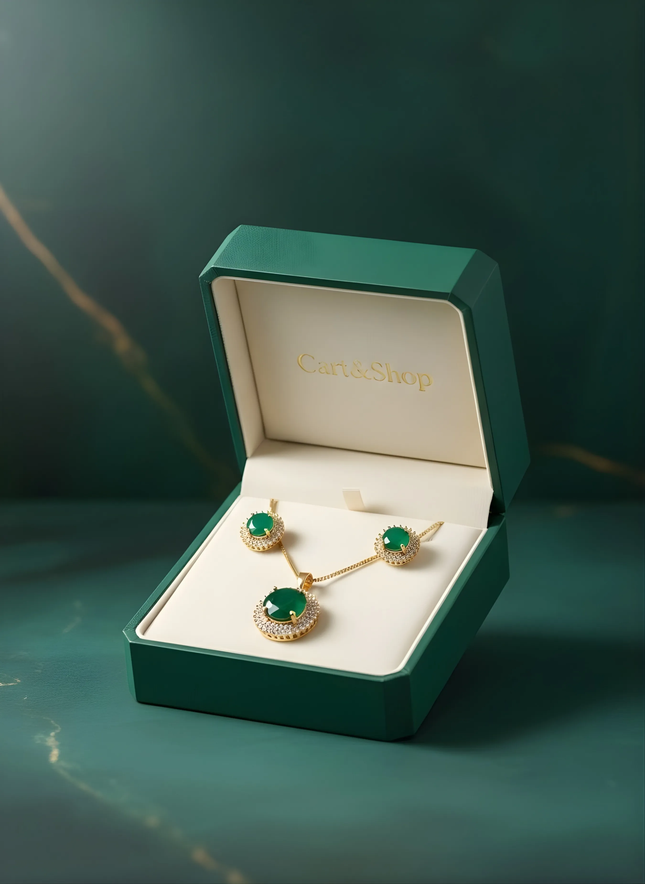 The Verdant Muse | Emerald-Cut Crystal Halo Set