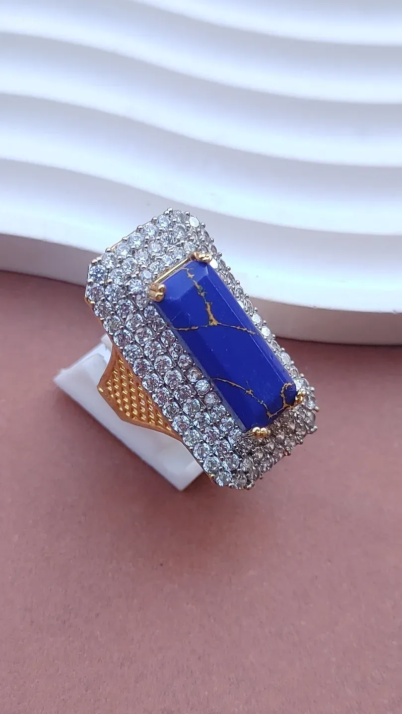 Zircon Judao Rings with Real Stone | 18K Gold Polish
