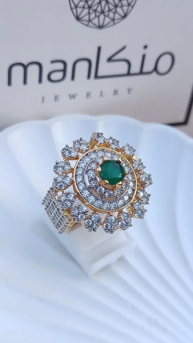Zircon Judao Rings with Real Stone | 18K Gold Polis